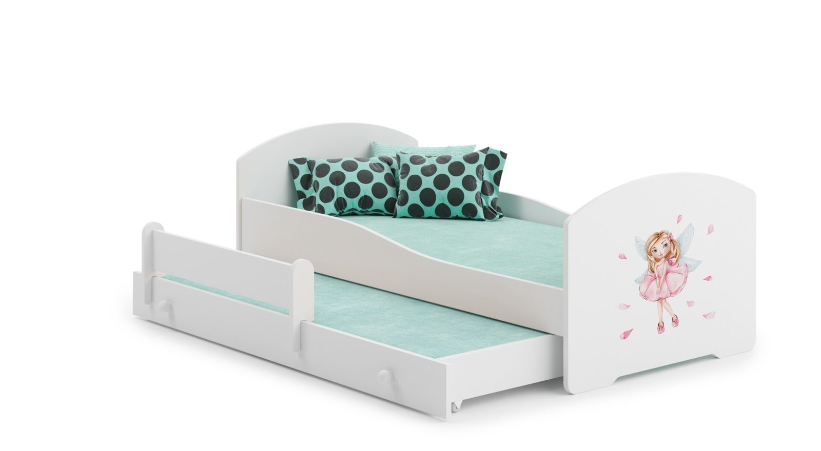 Double bed with mattresses PEPE II GIRL WITH WINGS 160x80 White ADRK