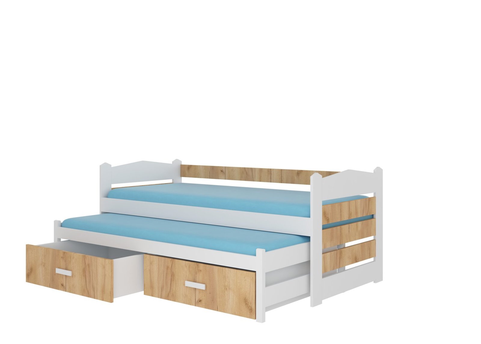 Double bed with TIARRO mattress 180x80 white/golden oak color ADRK