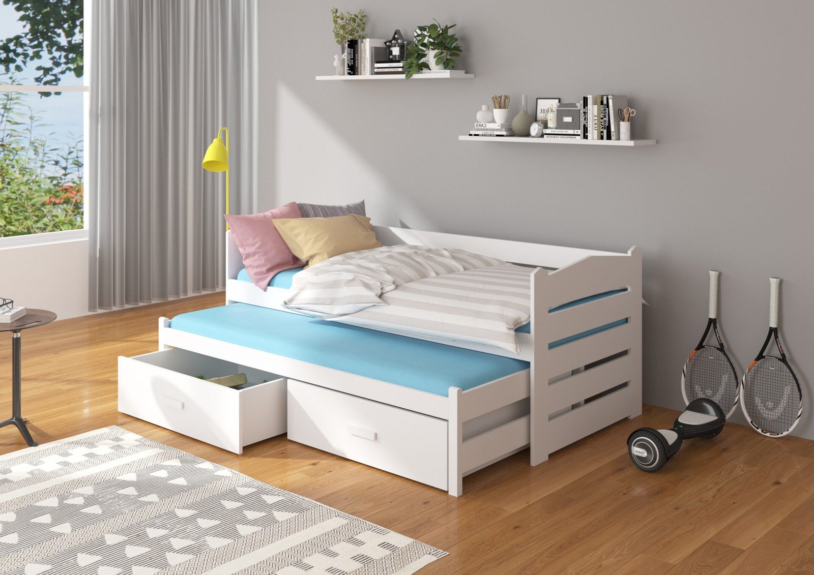 Double bed with mattresses TIARRO 180x80 white ADRK - Image 2