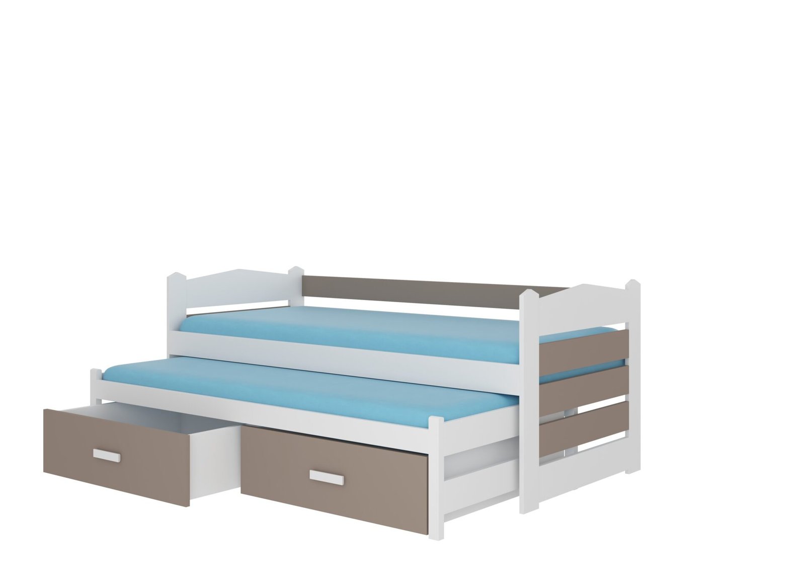Double bed with mattresses TIARRO 180x80 white/truffle color ADRK
