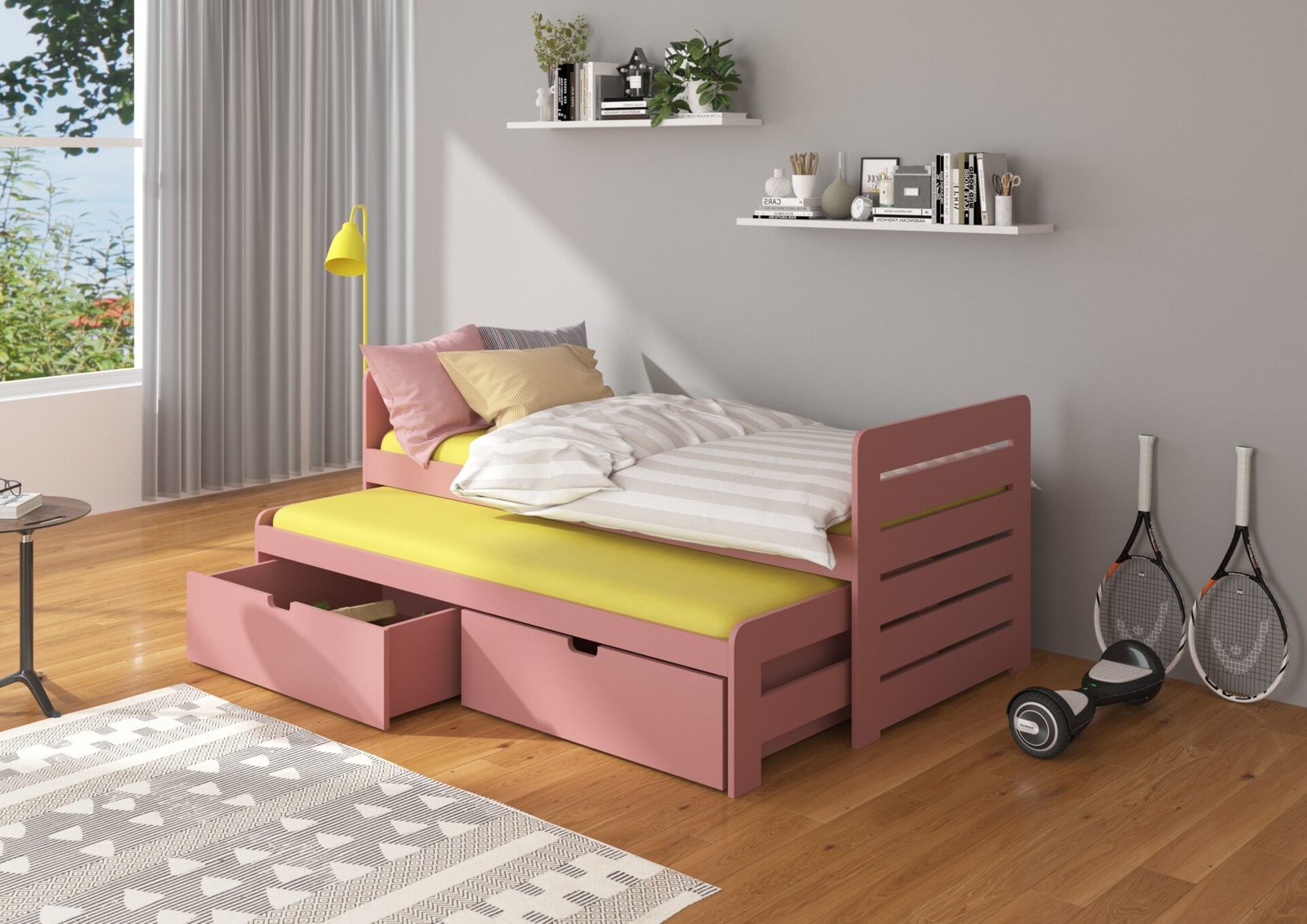 Double bed with TOMI mattress 180x80 pine ADRK - Image 2