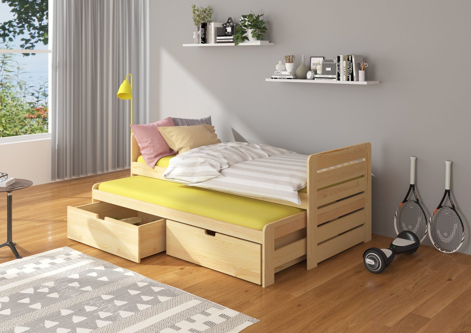 Double bed with TOMI mattress 180x80 natural pine ADRK - Image 2