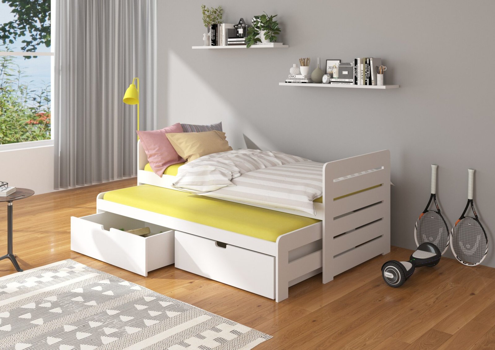 Double bed with TOMI mattress 200x90 white ADRK - Image 2