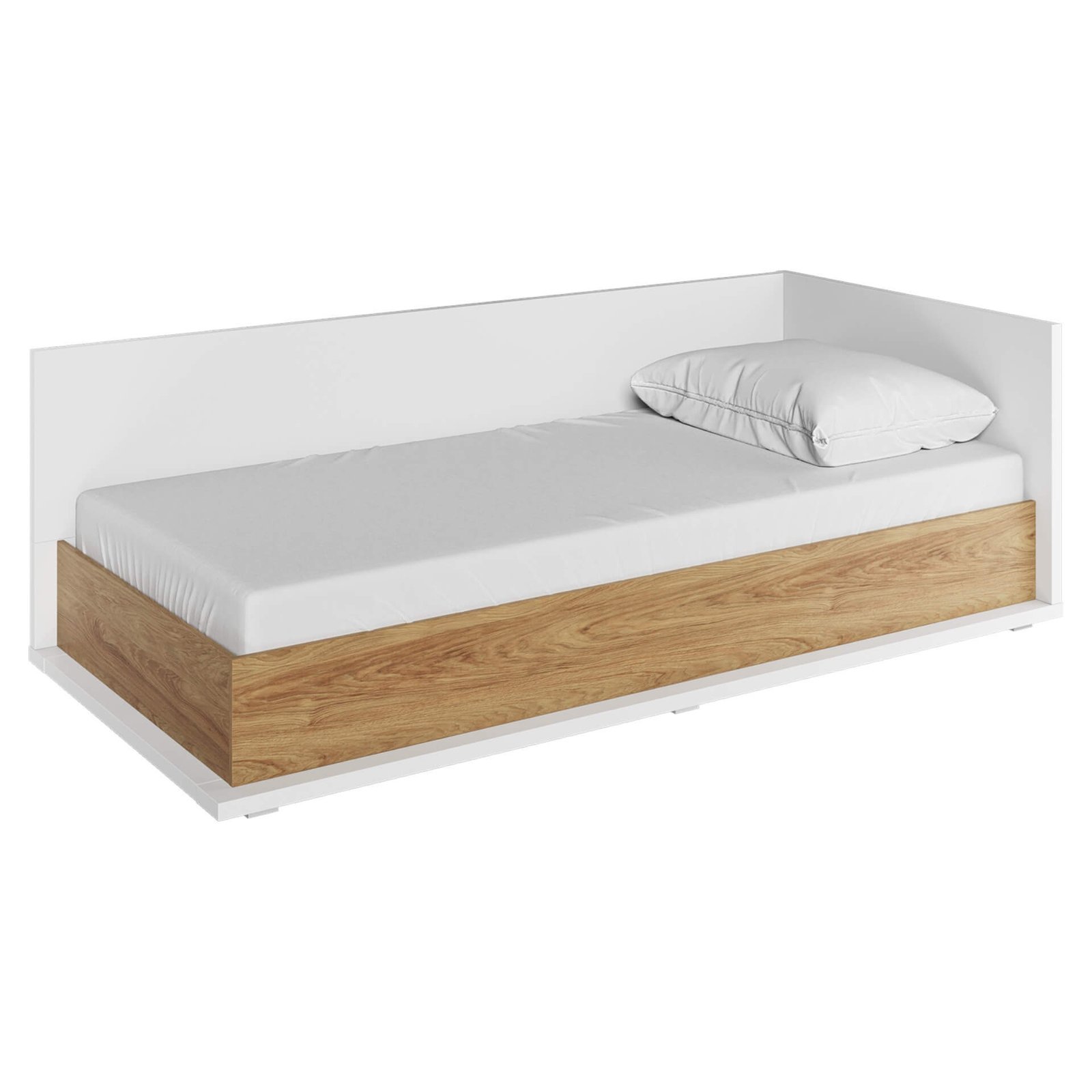 SIMI MS-09 Bed with mattress | White, natural hickory wood - Image 3