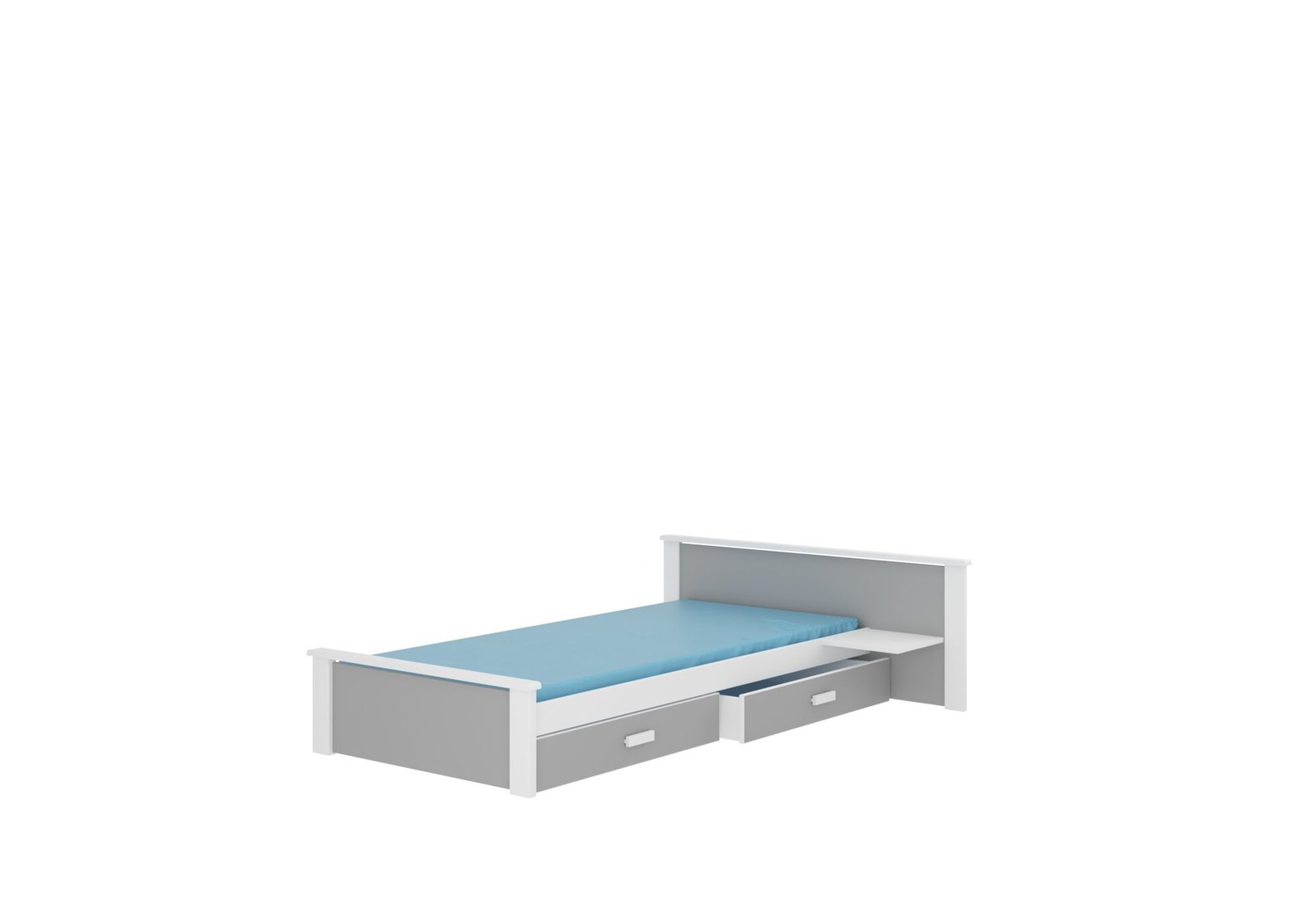 ALDEX SHELF 180x80 Mattress Bed White/Light Grey ADRK