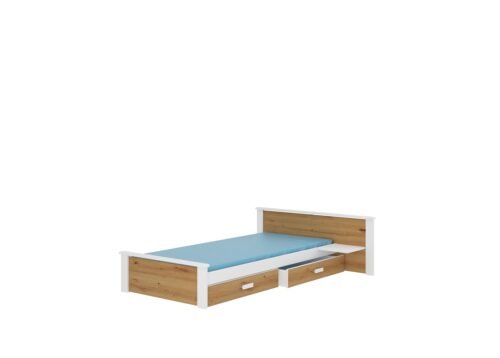 ALDEX SHELF 200×90 White/Artisan ADRK Bed with mattress