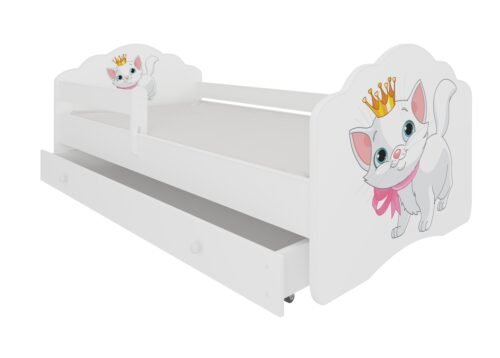 Bed with mattress, rail and drawer CASIMO CAT 160×80 white ADRK