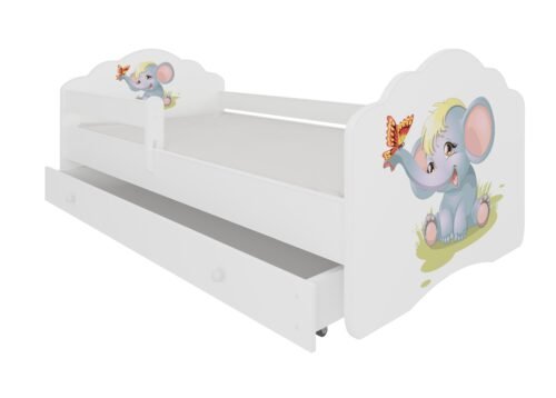 Bed with mattress, slats and drawer CASIMO ELEPHANT 140×70 white ADRK