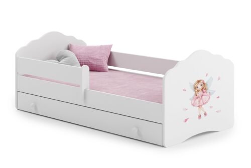 Bed with mattress, slats and drawer CASIMO GIRL WITH WINGS 140×70 white ADRK