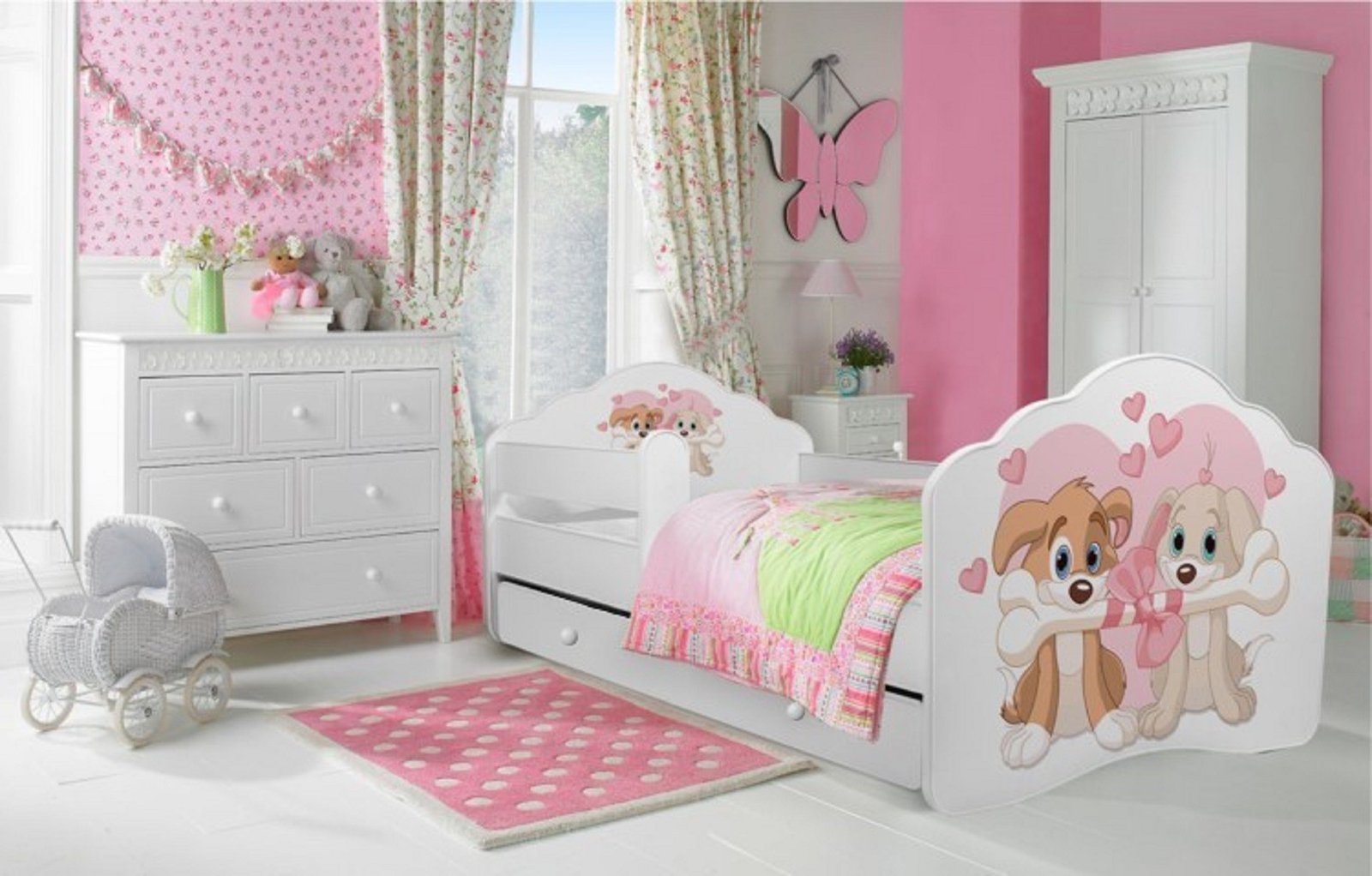 Bed with mattress, slats and drawer CASIMO TWO DOGS 160x80 white ADRK - Image 2