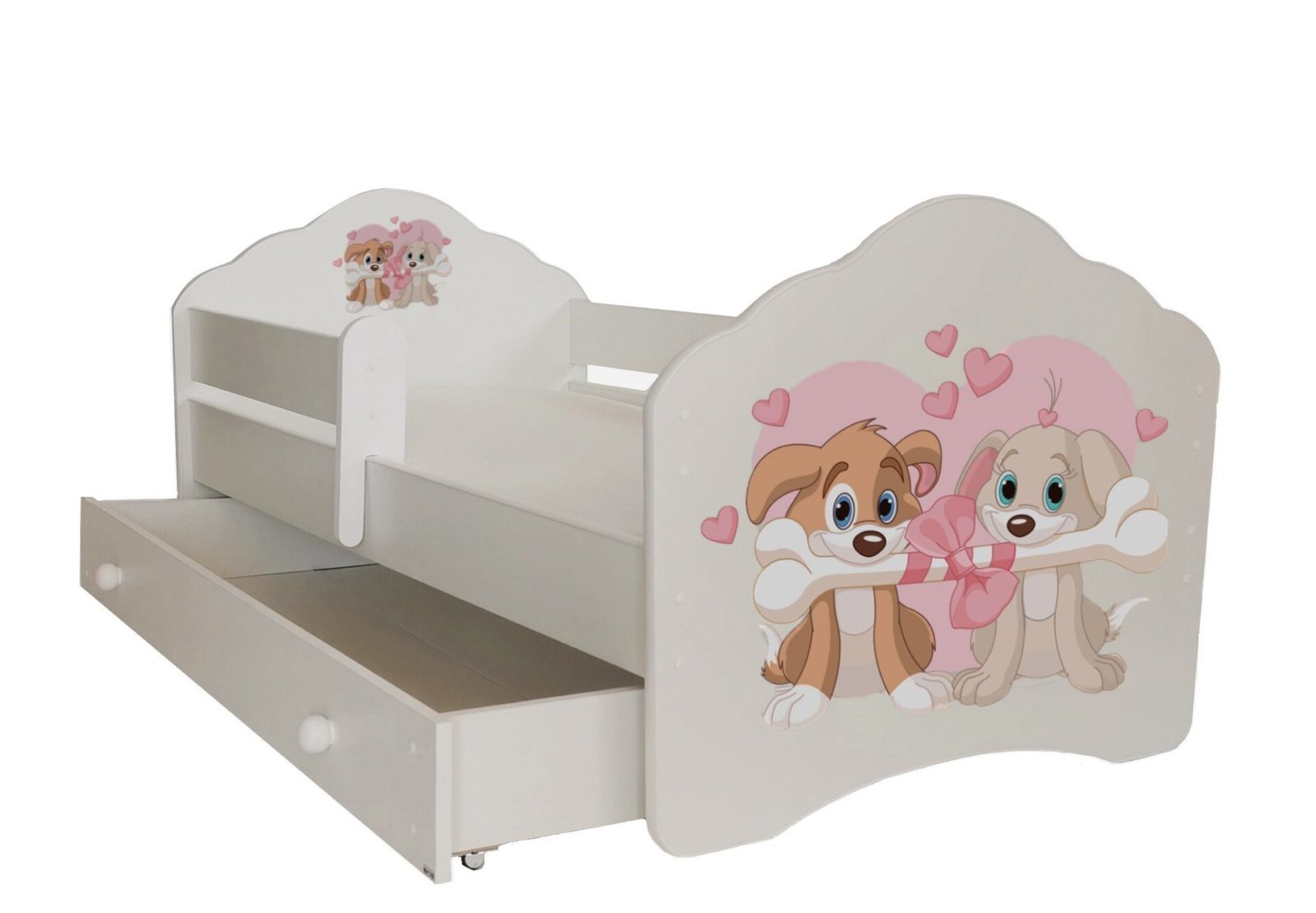 Bed with mattress, slats and drawer CASIMO TWO DOGS 160x80 white ADRK