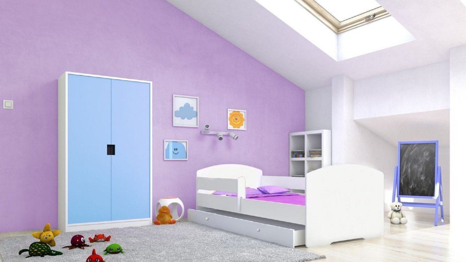 Bed with mattress, slats and drawer PEPE 160x80 white ADRK - Image 2