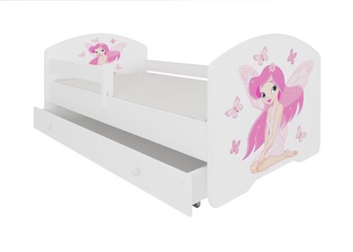 Bed with mattress, slats and drawer PEPE GIRL WITH WINGS 140×70 white ADRK