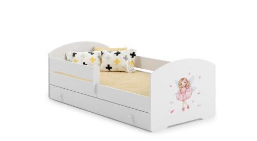Bed with mattress, slats and drawer PEPE GIRL WITH WINGS 140×70 white ADRK