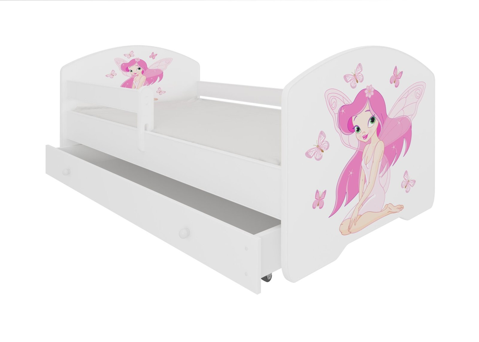 Bed with mattress, slats and drawer PEPE GIRL WITH WINGS 160x80 white ADRK