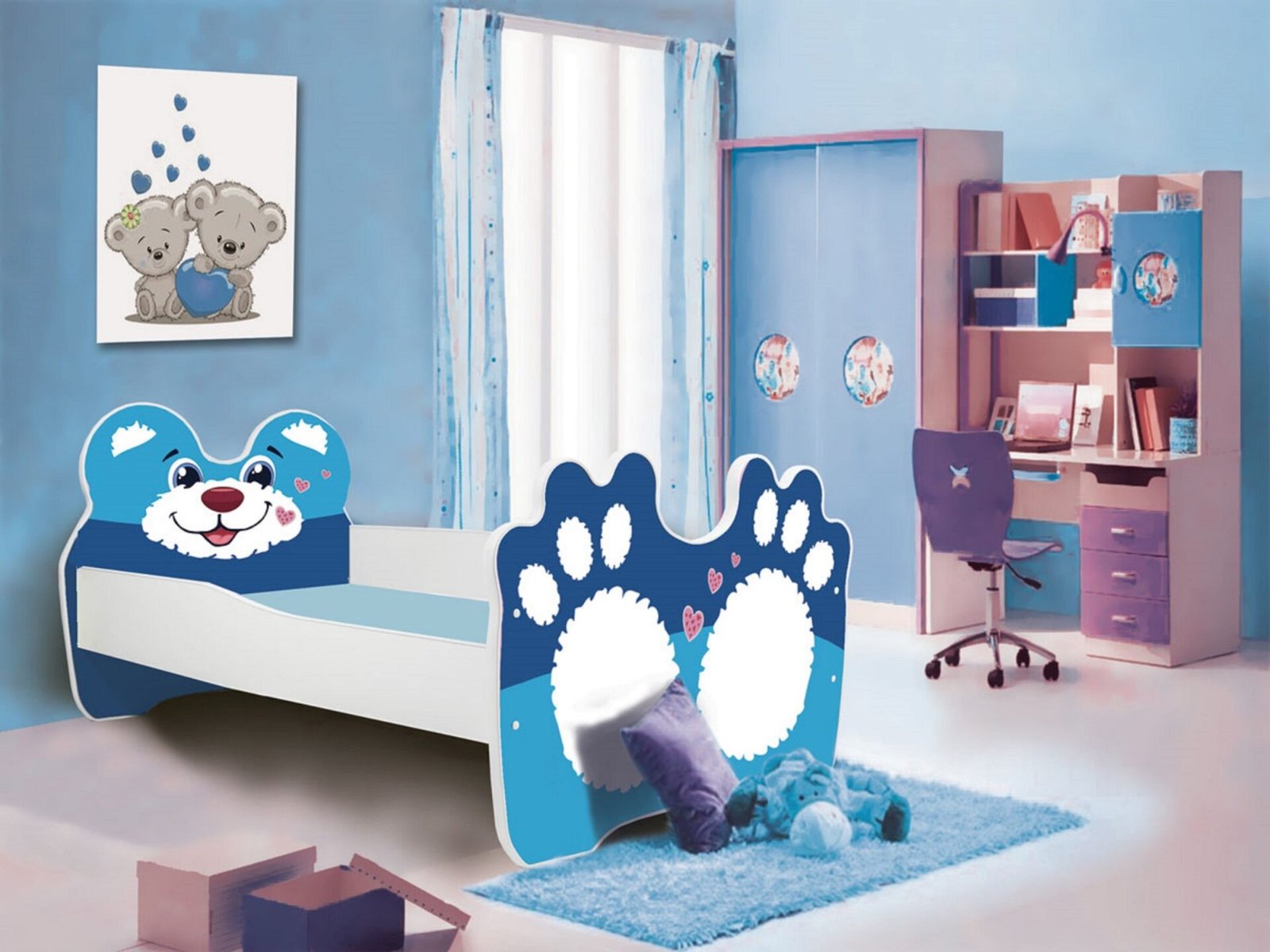 Bed with mattress BEAR BLUE 160x80 Blue ADRK - Image 2