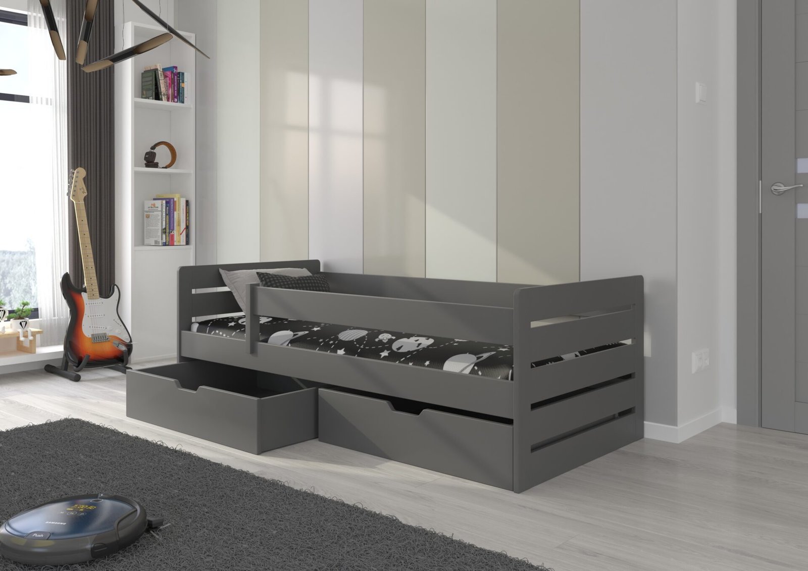 Bed with mattress BEMMA 180x80 graphite color ADRK - Image 2