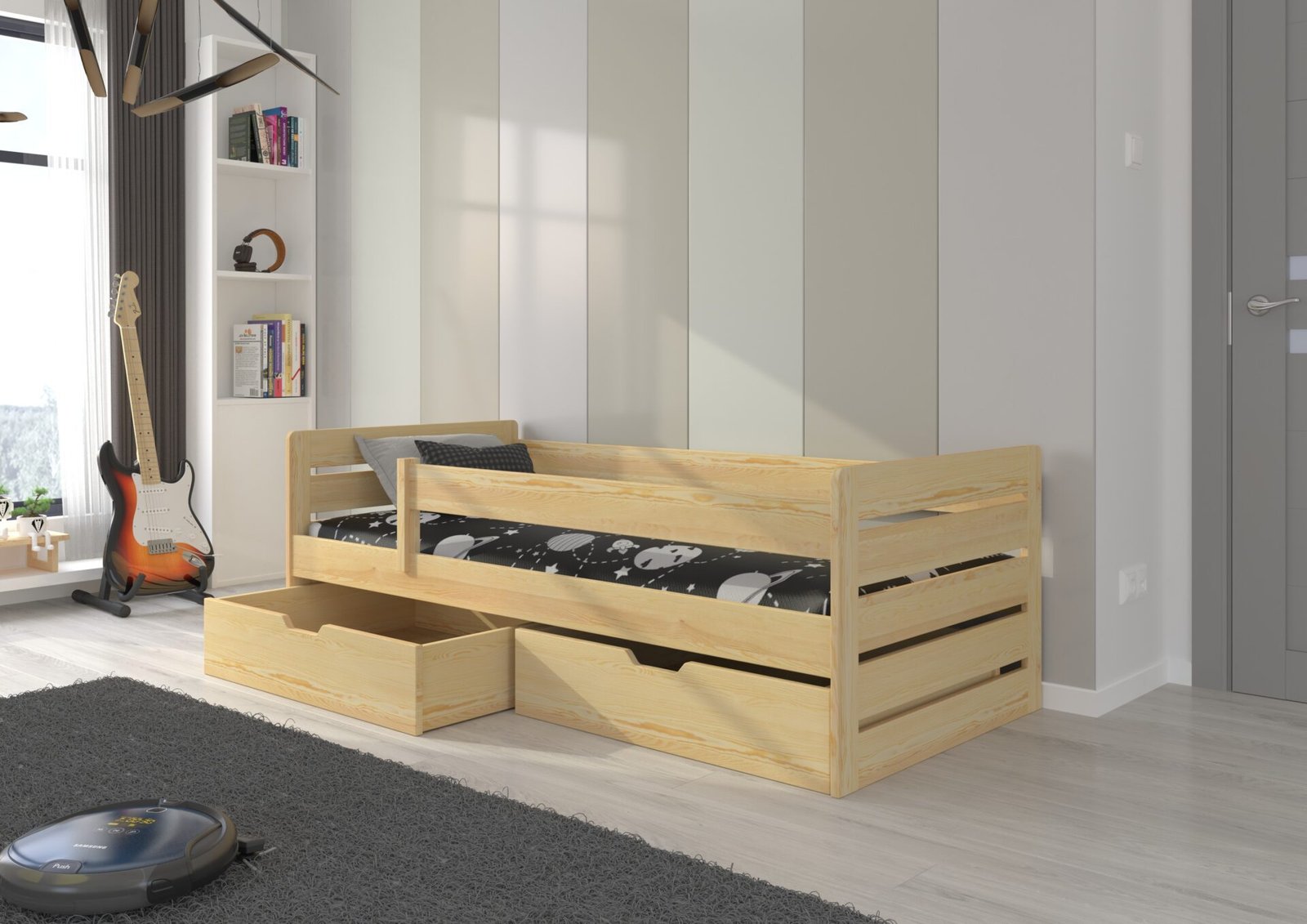 Bed with mattress BEMMA 180x80 Natural pine ADRK - Image 2