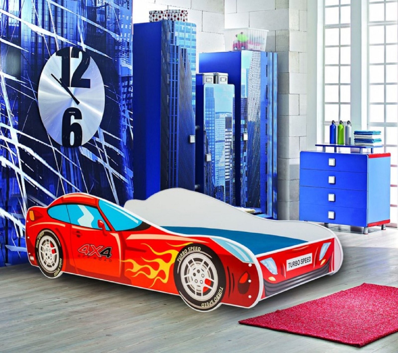 Bed with mattress CAR 4x4 160x80 red ADRK - Image 2