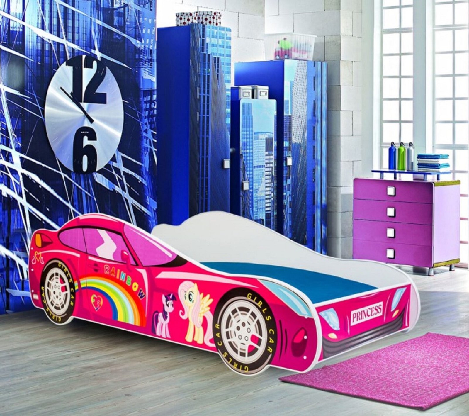 Bed with mattress CAR PINK 160x80 Pine ADRK - Image 2