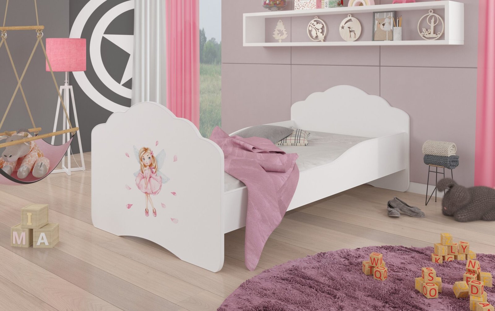 Bed with mattress CASIMO GIRL WITH WINGS 140x70 White ADRK - Image 2