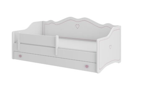 EMKA pink bed with mattress 160×80 white/pine ADRK