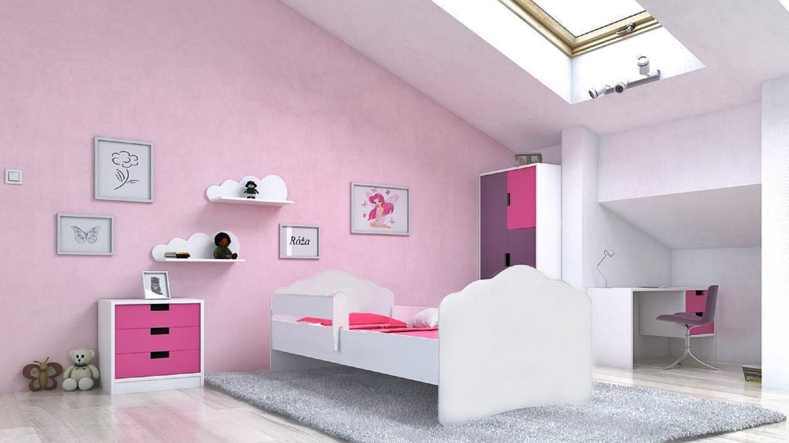 Bed with mattress and cornice CASIMO 160x80 white ADRK - Image 3
