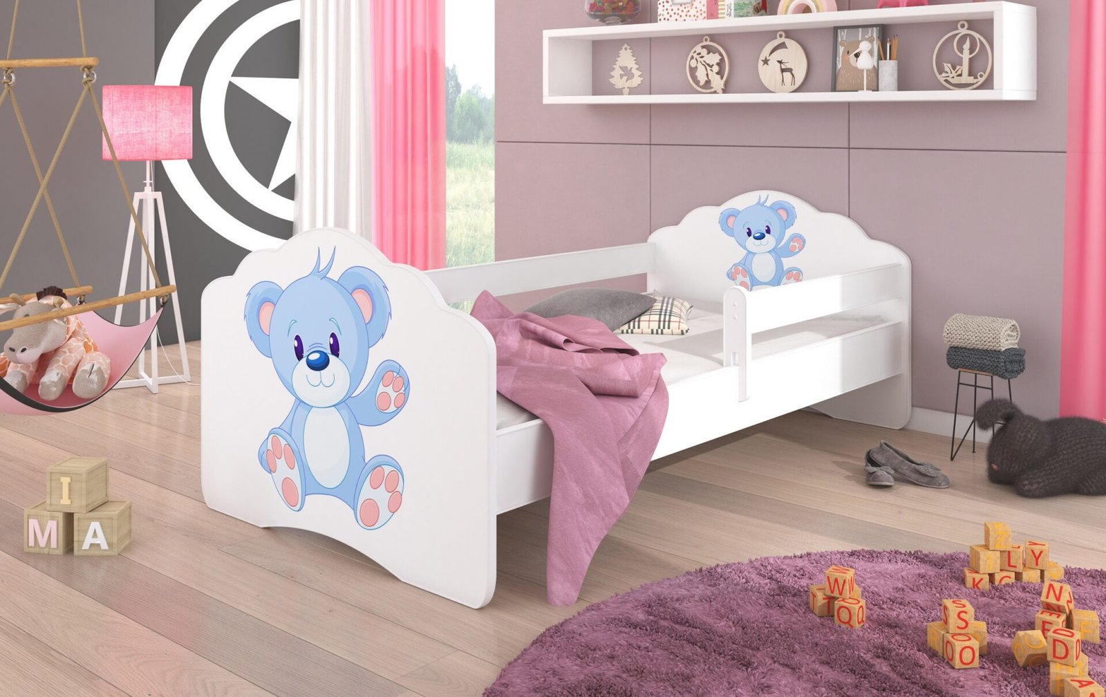 Bed with mattress and cornice CASIMO BLUE BEAR 160x80 white ADRK - Image 2