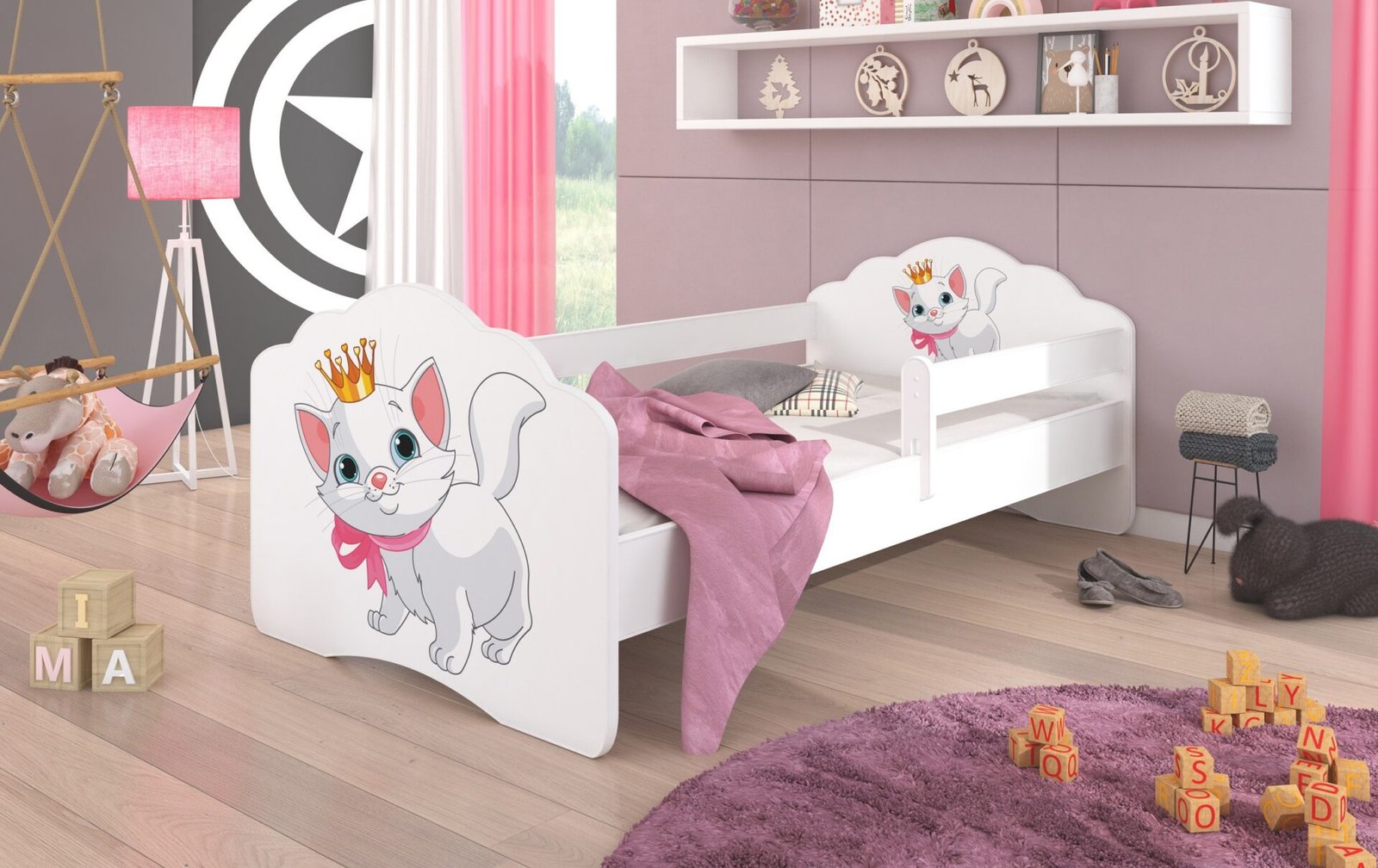 Bed with mattress and cornice CASIMO CAT 160x80 white ADRK - Image 2