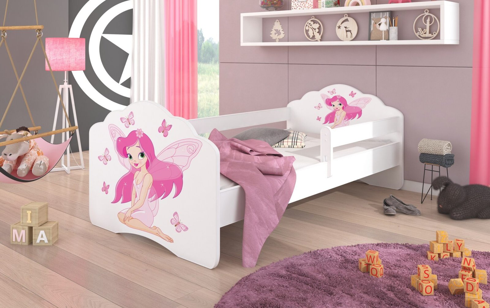 Bed with mattress and cornice CASIMO GIRL WITH WINGS 140x70 white ADRK - Image 2