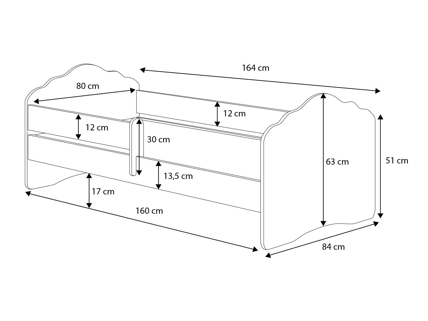 Bed with mattress and cornice CASIMO TWO DOGS 160x80 white ADRK - Image 3