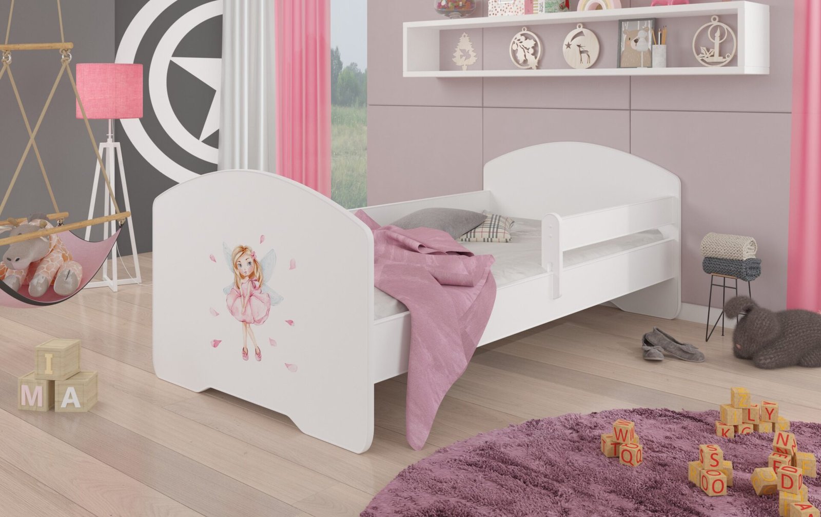 Bed with mattress and cornice PEPE GIRL WITH WINGS 160x80 white ADRK - Image 2