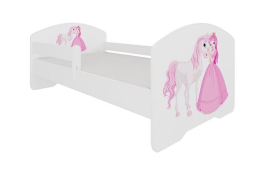 Bed with mattress and cornice PEPE PRINCESS AND HORSE 160×80 white ADRK