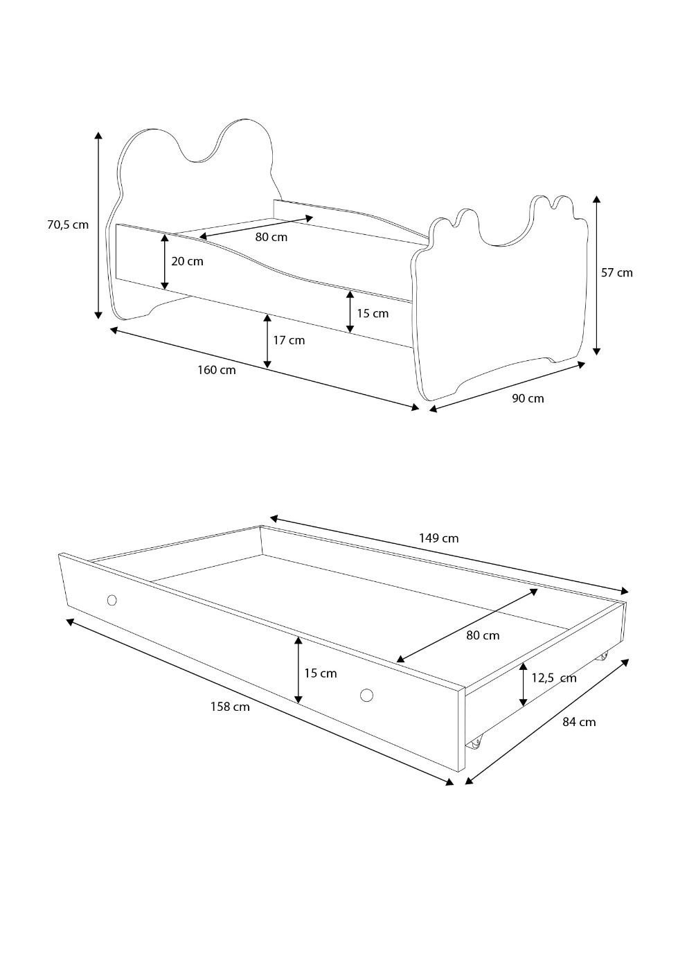 Bed with mattress and drawer BEAR PINK 160x80 pine ADRK - Image 4