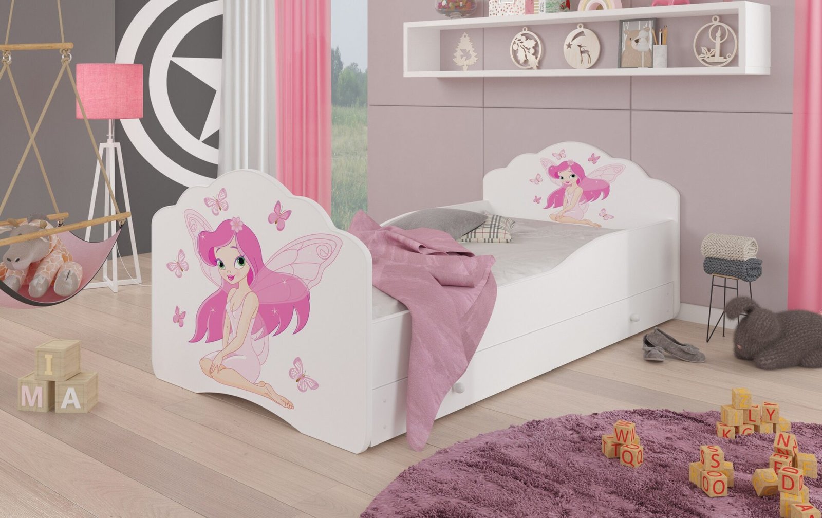 Bed with mattress and drawer CASIMO GIRL WITH WINGS 140x70 White ADRK - Image 2