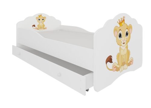 Bed with mattress and drawer CASIMO LION 140×70 white ADRK