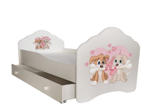 Bed with mattress and drawer CASIMO TWO DOGS 160×80 white ADRK