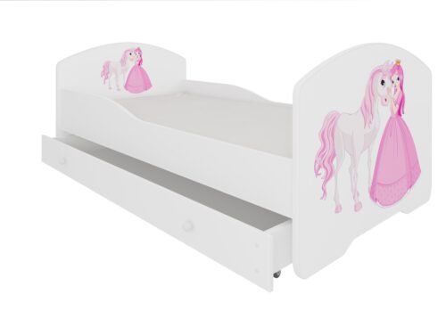Bed with mattress and drawer PEPE PRINCESS AND HORSE 160×80 white ADRK