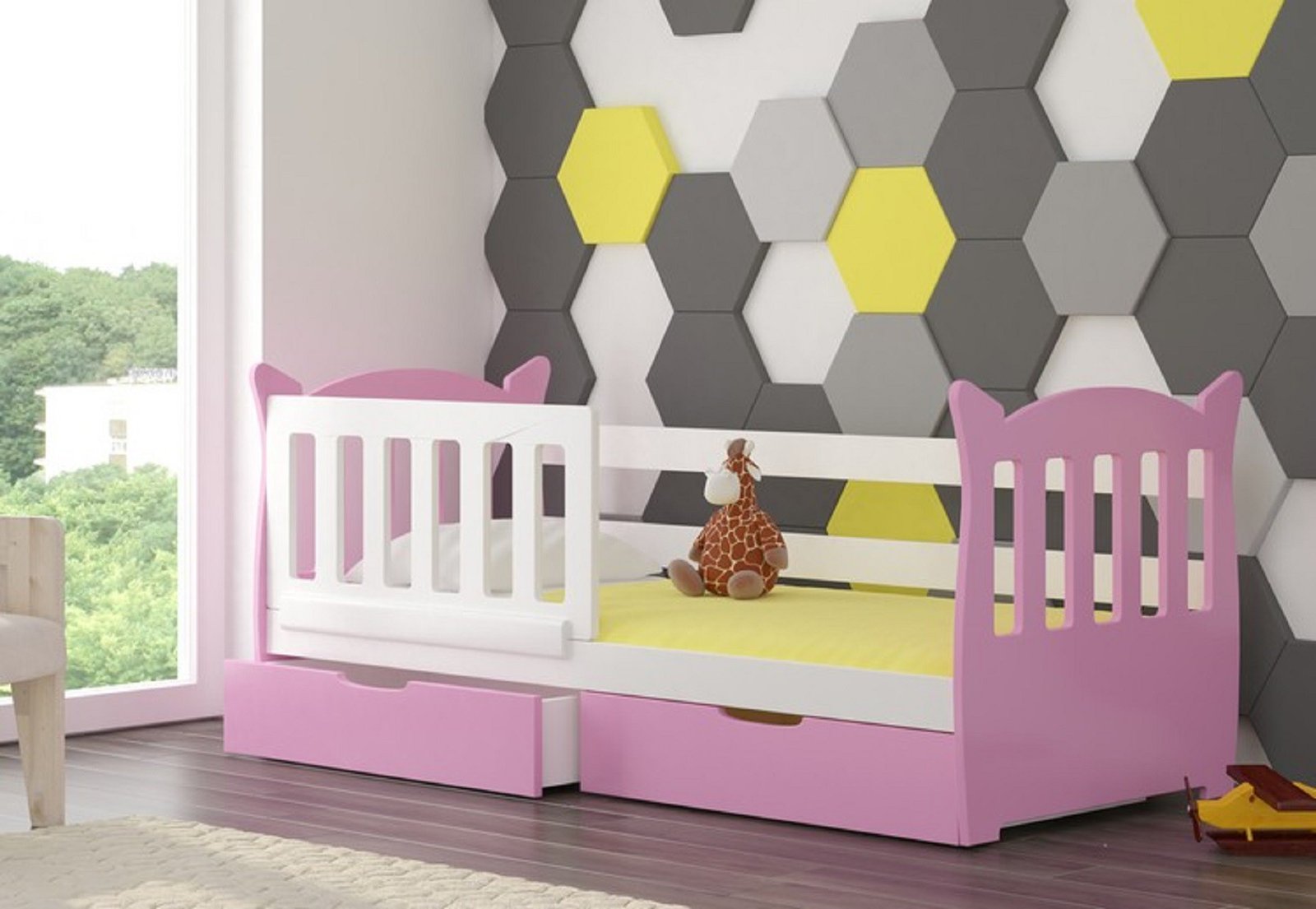 Bed with mattress LENA white/pine ADRK - Image 2