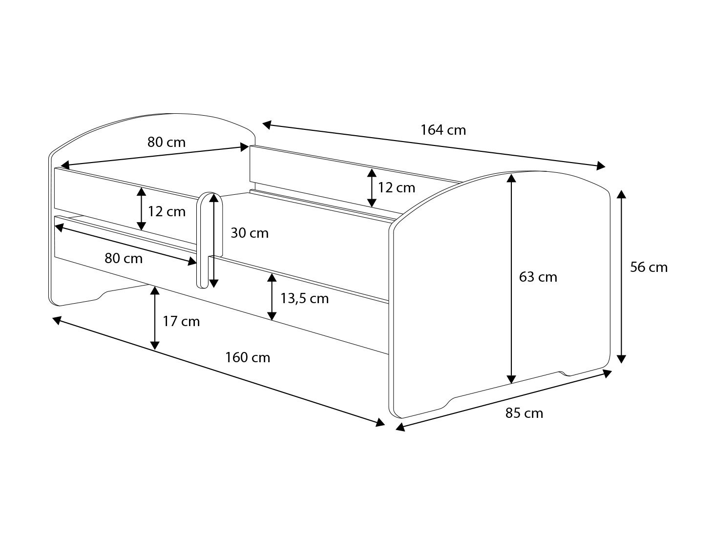 Bed with mattress PEPE 160x80 white ADRK - Image 4