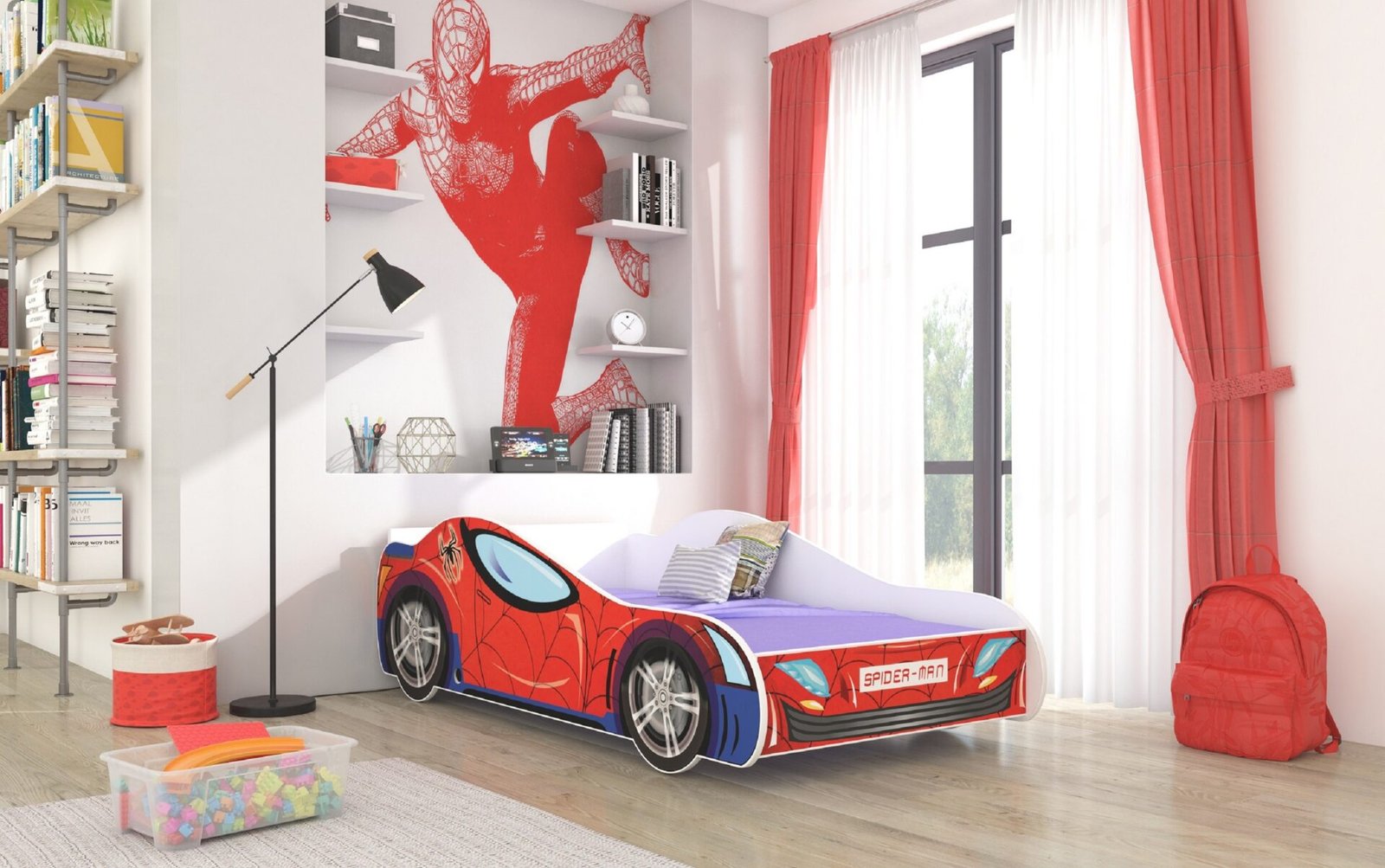 Bed with mattress SPIDER 140x70 red ADRK - Image 2