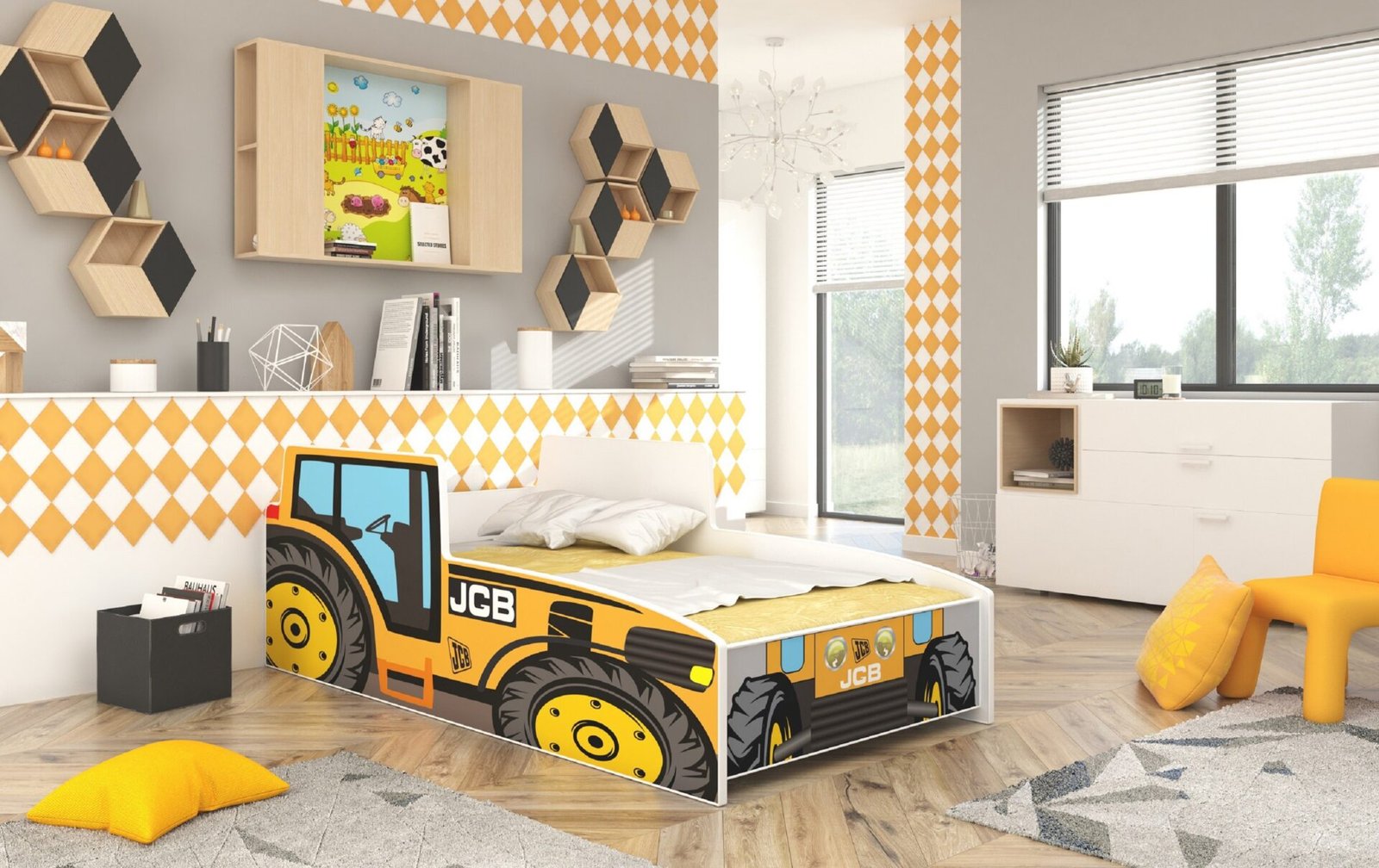 TRACTOR YELLOW 160x80 mattress-bed, yellow, ADRK - Image 2