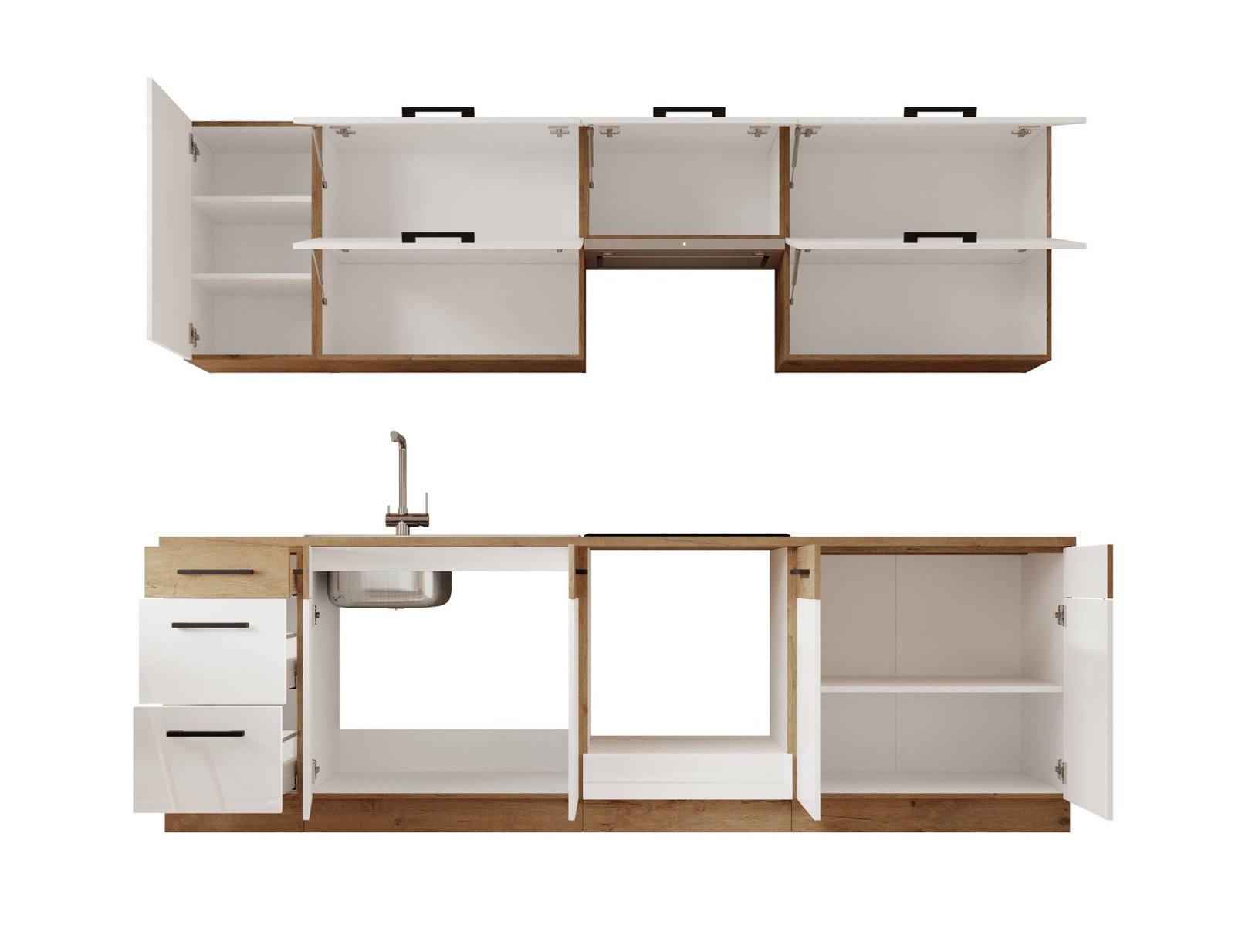 VIKA 260 Kitchen furniture, glossy white/Lancelot oak, ADRK - Image 3