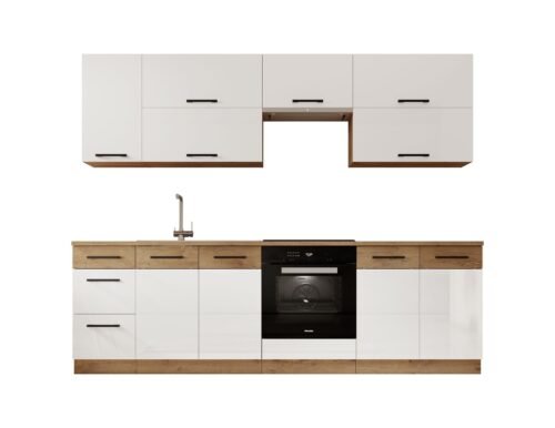 VIKA 260 Kitchen furniture, glossy white/Lancelot oak, ADRK