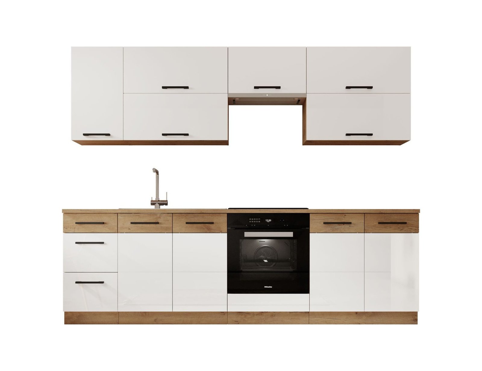 VIKA 260 Kitchen furniture, glossy white/Lancelot oak, ADRK