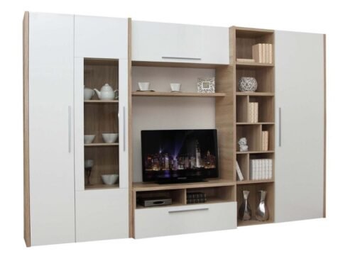 SMERA wall cabinet, glossy white/Sonoma ADRK