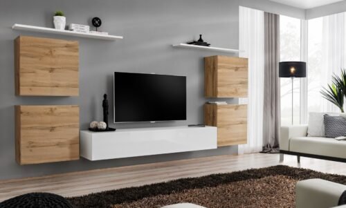 Wall cabinet “Switch IV” with white body, Wotan/white, SW4 ASM