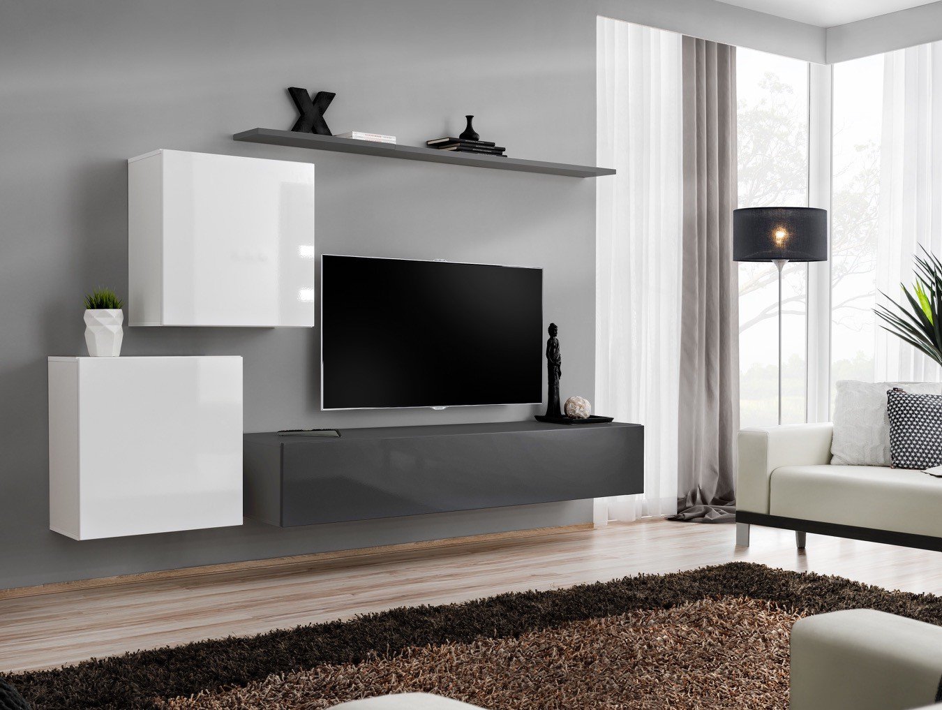 Wall cabinet "Switch V" white/graphite ASM