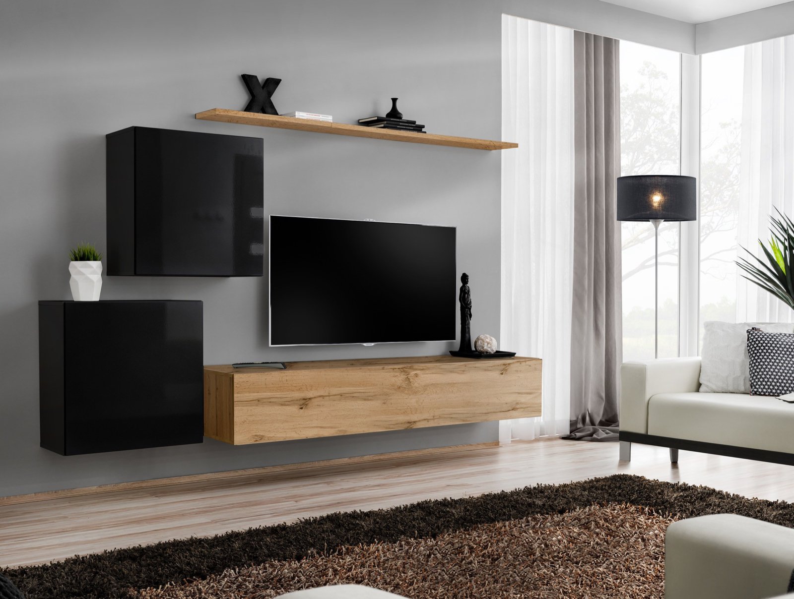 Wall cabinet "Switch V" black/wotan SW5 ASM