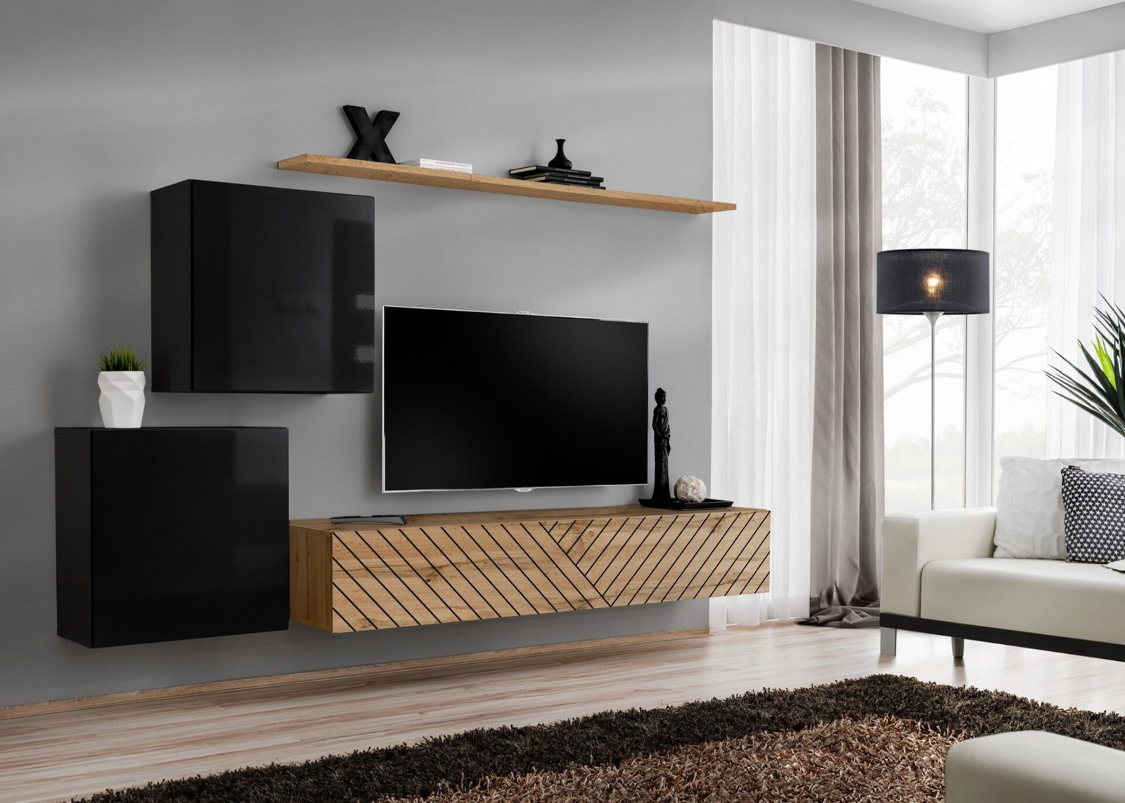 Wall cabinet "Switch V" black/wotan ASM